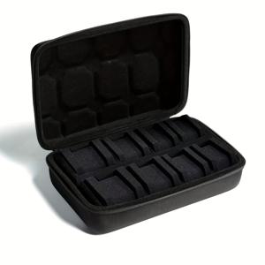 TEMU 8개의 시계를 위한 튼튼한 블랙 시계 보관함 - 남성과 여성의 시계, 스마트워치에 이상적 - 플립 탑 디자인, 부드러운 내부 패딩, 크리스마스, 추수감사절, 아버지의 날 선물에 이상적 - 시계 보관함, 크리스마스, 추수감사절에 가장 이상적