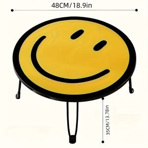 TEMU 1pc 접이식 라운드 커피 테이블 - 노란색과 검은색 경계, 내구성이 뛰어난 금속 프레임, 침실, 거실, 또는 홈 오피스에 이상적, 조립 필요 없음, 거실 가구 | 재미있는 디자인 | 내구성이 뛰어난 프레임, 커피 테이블
