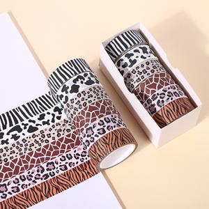 TEMU 6 롤 동물 프린트 와시 테이프, 1.5*500Cm (0.6*196.8In) 측정, 창의적인 원숭이, 및 호랑이 패턴을 특징으로 함. 플래너, 일기, DIY 카드 제작 및 스크랩북에 이상적.