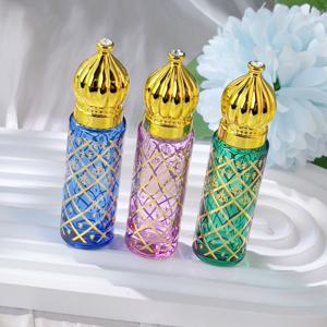TEMU 3개 세트 8ml 컬러풀 유리 롤러볼 병 - 골드 도금 격자 캡, 휴대용 여행용 빈 에센셜 오일 & 향수병, 생기 넘치는 블루/그린/레드, , DIY 프래그런스, 우아한 디자인과 섬세한 캡 디테일