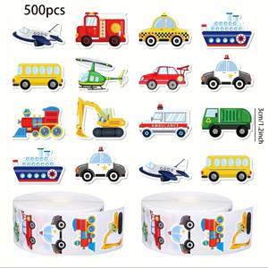 TEMU 차량, 버스, 트럭, 비행기용 500개 교통 스티커 롤 - 교육용 학교 홈 파티 용품 봉투, 카드, 축제 스티커