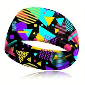 TEMU 네온 컬러 프린트 디자인 헤어밴드. 탄성과 땀 흡수 기능으로 스포츠 활동에 적합하며 힙합 파티, 하이킹, 사이클링, 러닝, 요가, 뮤직 페스티벌 행사에 완벽합니다.