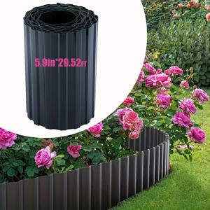 TEMU SIAETIUR 강력한 코르가이티드 정원 에지, 3.94ft x 29.52ft - 내구성 있는 폴리에틸렌, 쉬운 설치, DIY 꽃bed 및 정원 경계에 이상적, 다크 그린, 정원 에지 | 리브 디자인 | 내구성 있는 에지, 정원 에지