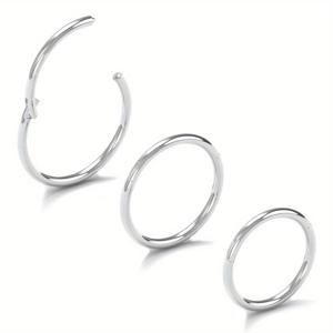 TEMU 3개 세트 16g 여성 남성용 하이포알러제닉 316L 수술용 스테인리스 스틸 힌지 클리커 노즈 링, 헬릭스 카티리지 데이스 트라거스 슬리퍼 귀걸이