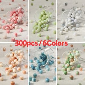 TEMU 300개 8mm 혼합 유리 비즈 DIY 수공예 생산 팔찌, 목걸이, 폰 액세서리, 비즈 공예