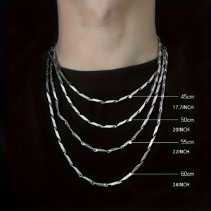 TEMU 316L 스테인리스 스틸 대나무 잎 및 호박 씨앗 체인 | 남녀공용 힙합 흉골 목걸이, 펑키 스타일