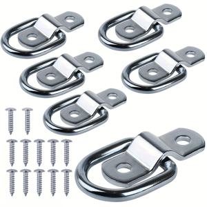 TEMU 6세트 카고 타이 다운 스트랩 표면 장착 D링 고정 클립 트레일러용 밴 트럭 말상 보트 로프 차량 고정 클립, 하드웨어 액세서리