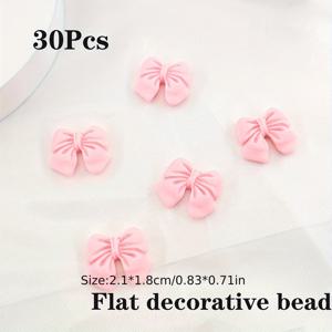 TEMU 30개 핑크 리본 장식 비즈 - DIY 액세서리 만들기용 (휴대폰 케이스, 네일 펜던트, 헤어 클립, 의류 소품)
