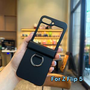 TEMU 트렌디 링 홀더 폰 케이스 - 삼성 갤럭시 Z 플립7/6/5/4/3용 - 마카롱 솔리드 컬러, 베이지 친화적 터치, 10가지 색상, 낙하 방지, 힌지 보호, 하드 쉘, 스크린 보호 필름 미포함, 실제 촬영 영상 확인 가능