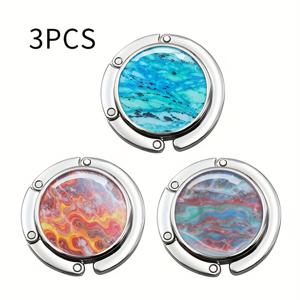 TEMU 3개 세트 가방, 지갑, 열쇠용 행잉 훅 - 터키스 블루 마블 무늬 헤비듀티 합금 정리대 / 홈 오피스, 여행용 테이블탑 데스크 오거나이저 - 여성, 비즈니스 전문가에게 완벽한 선물, 작업 공간 정리 및 안전 보관, 우아한 디자인, 광택 마감, 여성 액세서리