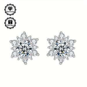 TEMU 2개 세트 모이사나이트 귀걸이, 꽃 디자인 주얼리, 925 실버 스터드 귀걸이, 여성용 귀걸이, 생일 선물, 발렌타인데이 선물, 어머니날 선물, 크리스마스 선물, 휴일 선물,스타일리시 스터드, 스타일,모이사나이트 스터드,고품질 보석,보석 귀걸이,가벼운 귀걸이,생일 주얼리,여성 패션