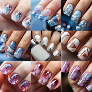 TEMU 216개 혼합 컬러 짧은 스퀘어 프레스온 인조 네일, 9가지 트렌디한 스타일 세트 + 젤리 글루 & 네일 파일 포함, 여성 데일리 캐주얼 네일 장식용