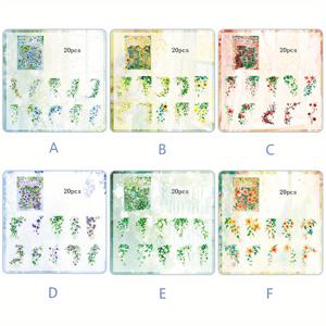 TEMU 후아치안 예 시리즈 식물 및 꽃 스티커 120장 세트, 다이어리, 포토 앨범, 스크랩북 장식용, DIY 공예, 사전 절단 투명 PET 스티커, 창의적인 플라워 바인 패턴 플로랄 스티커 (팩당 20장, 총 6팩)|다이어리