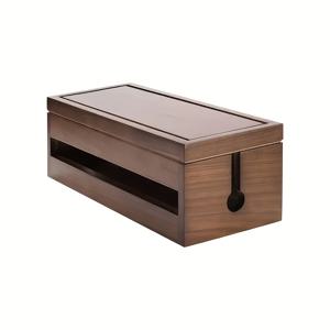 TEMU 천연 목재로 만든 케이블 관리함 - Paulownia Wood Construction, 빈티지 스타일의 직사각형 수납장 (갈색) / 홈오피스/침실/주방용, No Assembly Required, 공간절약형 디자인. 확장코드 & 멀티탭을 위한 완벽한 Rustic Decor