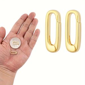 TEMU 2개 18K 금도금 타원형 목걸이 잠금장치 | 구리 베이스, 팔찌, 펜던트, 주얼리 제작, 웨딩 강화를 위한 내구성 좋은 스프링 링 커넥터