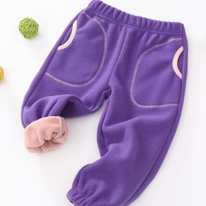 TEMU 조메이크 여아용 겨울 따뜻한 플러시 팬츠, 탄력 있는 허리밴드 & 퍼플-핑크 대비 트림 - 풀 레그 레깅스, 포켓, 세탁기 사용 가능, 스키, 발레, 캐주얼 아우터웨어용 (핑크/그레이), 야외 활동에 완벽