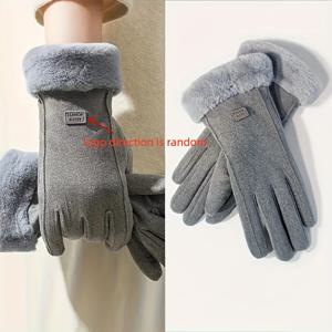 TEMU 1개 겨울 플러시 안감 터치 장갑 - 두꺼운 따뜻한 전지 장갑, 내구성, 남녀공용 디자인, 스키 및 크리스마스 선물용