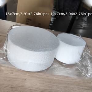 TEMU 2개 세트 폼 라운드 접시 10x7cm*1+15x7cm*1, 케이크 디스플레이 플로럴 아레인지먼트 장식, 페인팅 및 조각 가능한 폴리에스터 원형 스티로폼 접시