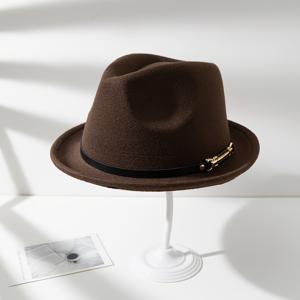 TEMU 1개 우아한 갈색 펠트 모자 조절 가능한 스트랩 & 버클 포함 - 남녀공용, 폴리에스터, 일상 착용에 완벽, 스타일리시 헤드웨어|슬림 펠트 디자인|남성용 펠트 모자, 남성용 페도라 모자, 남성용 모자, 남성용 하이컵 모자, 여성용 우아한 모자, 일상 착용 모자, 다용도 헤드웨어, 스타일리시 헤드피스, 고품질 펠트, Feat Deta