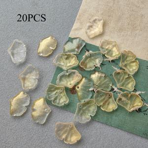 TEMU 20개 15*20mm 유리 은행잎 모양 펜던트 DIY 액세서리 펜던트 투명 골드 유리 비즈 장식 비즈, 목걸이/팔찌/귀걸이 제작에 적합, 핸드메이드 액세서리,주얼리 제작,자연에서 영감을 받은 디자인,우아한 주얼리 참,정밀 절단 비즈,내구성 있는 비즈,공예용 비즈,수제 ,주얼리 제작자