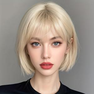 TEMU 12인치 합성 바비 가발 (앞머리 포함) - 내열성 고밀도 섬유 헤어피스, 풍성한 볼륨, 데일리 & 할로윈 파티용, 모든 연한 베이지 톤에 적합 (/영어/브릿지 라인)