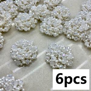 TEMU 6개 수제 비즈 꽃 어플리케, 웨딩드레스 패브릭 패치, DIY 재봉용 의류 장식, 헤드웨어 브로치, 슬리퍼, 클로그, 양말, 가방, 폰케이스 액세서리, 수제 DIY 공예용품