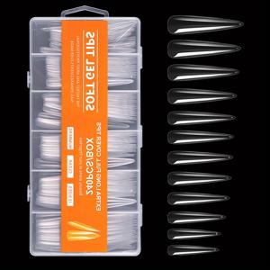 TEMU 매니큐어 울트라롱 워터폴 네일 팁 240개 박스 투명 풀 커버리지 XXXL 데님