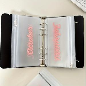 TEMU 1세트 A6 바인더 월별 예산 책, 현금/지폐 금속 지퍼 가방 지갑 정리함, 12개월 봉투 정리함