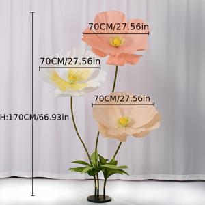 TEMU 대형 인공 꽃 장식 - 실물 같은 핑크 & 복숭아색 플로랄 데코 그린 리브스 포함, 내구성 있는 플라스틱 웨딩 장식, 유지보수 없는 홈 데코, 사진 배경용, 크리스마스, 발렌타인데이, 이스터, 할로윈, 바닥 스탠딩 장식, 이벤트 스타일링, 우아한 꽃 디스플레이, 자연스러운 외관, 크리스마스에 최적