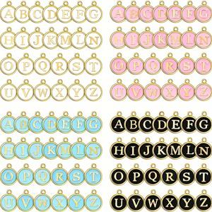 TEMU 60개 알파벳 펜던트 (블랙, 화이트, 핑크, 블루) - 팔찌, 목걸이, DIY 쥬얼리 만들기에 적합한 매력적인 장식