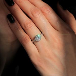 TEMU 여성용 고급 지르코니아 반지 은도금 웨딩 링, 숨겨진 헤일로 링 아르트 데코 약혼 반지 지르코니아 빈티지 링, 약속 반지 패션 주얼리