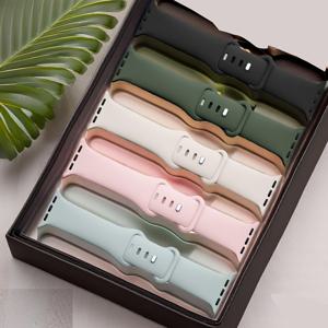 TEMU 애플워치용 소프트 스포츠 밴드 5개 세트, 조절 가능한 스트랩 iWatch 시리즈 9/울트라/8/SE/7/6/5/4/3 호환, 38mm~49mm 호환 - 남녀 모두에게 완벽한 선물