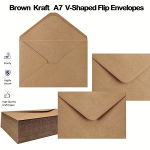 TEMU 50개 A7 크래프트 봉투 5x7인치, 감사 카드, 결혼식, 베이비 샤워, 인사말 카드용 브라운 자체 접착 종이봉투, 크리스마스/생일 카드용 5.25x7.25인치/120GSM, 추수감사절에 적합