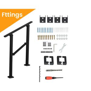 TEMU 1개 사각 튜브 실외 계단 손잡이, 각도 조절 가능, 가정 및 정원용 2-3단 안전 레일 - 미끄럼 방지 계단 보호대, 계단 안전, 세련된 메탈릭 마감, 내구성 있는 구조, 튼튼한 금속 손잡이, 내후성 소재