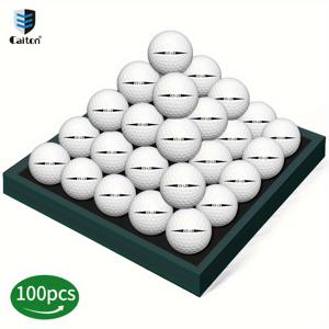 TEMU 케이톤 100개 화이트 삼중층 골프 볼 - 고성능 사린 소재, 최고의 거리 및 정밀도, 안정적인 비행을 위한 부드러운 감촉의 내구성 있는 에어로다이나믹 딤플 디자인, 프로 & 아마추어용 완벽한 골프 장비