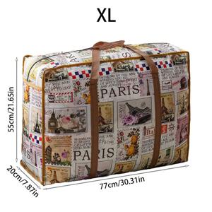 TEMU 1pc 빈티지 천 접이식 보관 가방, 짙은 갈색, 강력한 지퍼 및 손잡이, 공간 절약, HEART LEAF 브랜드, 무작위 인쇄 및 가장자리 페인트, 이동, 여행, 학교로 돌아가기용