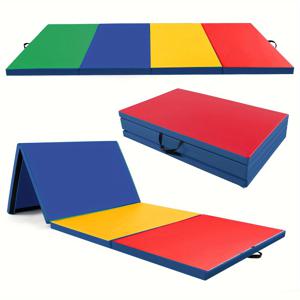 TEMU 접이식 피트니스 매트, 짐 및 요가용 4단 패드, 미끄럼 방지 휴대용 점핑 매트, 홈 워크아웃, 헬스장 장비, 요가 매트, 휴대용 헬스장 매트, 컴팩트 헬스장 매트에 적합