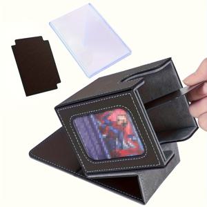 TEMU MTG 커맨더 디스플레이 창이 있는 카드 덱 박스, 특허 디자인 100장 이상의 더블 슬리브 카드 수납 가능, TCG용 카드 보관함 (2개 분할판 + 플라스틱 보호 케이스 포함)