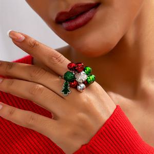 TEMU 1개의 우아한 아연 합금 패션 반지, 컬러풀한 벨 매력과 술 장식, 여성용 스트레치 핏, 크리스마스 파티 및 선물 제공에 이상적, 모든 계절에 다재다능