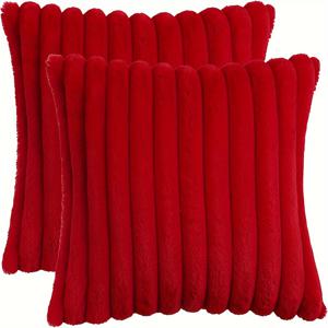 TEMU 2-Pack 빈티지 스타일 크리스마스 장식용 쿠션 커버, 인조 모피 플러시 쿠션 케이스 지퍼 잠금, 기계 세척 가능, 거실 장식용 니트 폴리에스테르 원단