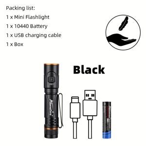 TEMU Alonefire 미니 하이 브라이트니스 USB 충전식 플래시 라이트 - 24g의 가벼운 알루미늄 합금 토치, 5단계 조절 가능한 빔, Type-C 충전, 캠핑, 하이킹, 여행 및 비상사태 사용에 적합, 하이킹 장비, 세련된 디자인, 내구성 있는 구조