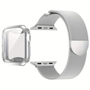 TEMU 2개 메탈 밀라노 자석 시계 스트랩 + TPU 전체 보호 케이스, 남녀공용, iWatch 40mm/41mm/44mm/45mm 시리즈에 적합, iWatch 9/8/7/6/5/4/3 시계 스트랩에 적합