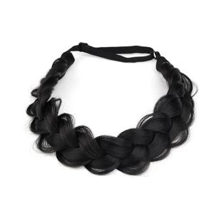 TEMU 우아한 3줄 땋은 헤어밴드 가발, 자연스러운 합성 헤어피스