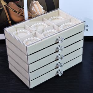 TEMU 벨벳 안감이 있는 5단 투명 플라스틱 보석 정리함, 팔찌, 목걸이, 시계를 위한 팔각형 테이블탑 수납함 - 6개의 구획이 있는 다용도 서랍, 보석 상자