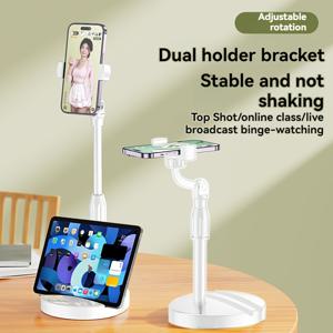 TEMU 휴대 전화 스탠드, 높이 조절 가능한 NuoPuChi, 이중 슬롯 멀티 기능 라이브 스트리밍 마운트, ABS 소재, 방수, 휴대 전화 및 장치용 유연한 팔 데스크 홀더|휴대폰거치대