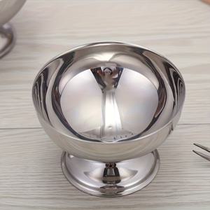 TEMU 손잡이가 있는 1개 스테인리스 스틸 디저트 볼 - 광택 있는 메탈 라운드 컵 - 재사용 가능한 샐러드 스낵 캔디 볼 - 휴일용 과일 푸딩 서빙 접시 - 야외 안전 칵테일 글라스