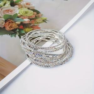 TEMU 12개 세트 스톤 스트레치 팔찌, 여성용 블링 뱅글 세트, 글리터 패션 주얼리, 파티웨어, 데일리 액세서리, 색상 선택 가능, 패션 주얼리 세트,휴일 착용,블링 브레이슬릿,글리터 주얼리,가벼운 팔찌,라인스톤 주얼리,멀티팩 팔찌,여성용 팔찌,액세서리 애호가