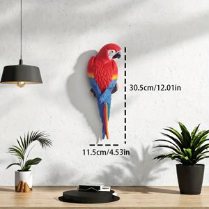 TEMU 1개 - 화려한 빨간 앵무새 3D 벽 조각 - 눈길을 끄는 레진 홈 데코 아트, 깃털, 독특한 벽걸이 디자인, 새 애호가를 위한 완벽한 발렌타인데이 또는 현대적인 인테리어, 새 장식