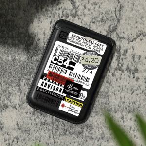 TEMU 2025년 신상 럭셔리 패셔너블 바코드 패턴 인조 PU 가죽 자석 카드 홀더 아이폰 16 15 14 프로 맥스 PU 가죽 지갑 부착물, 1-2장의 카드 보관, 내장 보안 포켓 KA1 장착