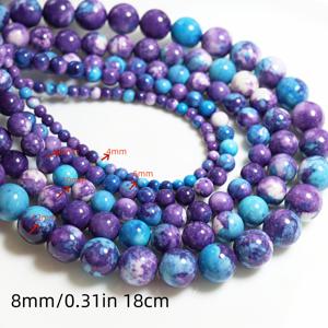 TEMU 18cm의 자연적인 파란색-보라색 비바라 비즈, 흐린 보라색과 파란색의 구름과 같은 그라데이션을 특징으로, 손수 만든 팔찌와 목걸이를 위한 DIY 액세서리 컴포넌트로 완벽합니다.